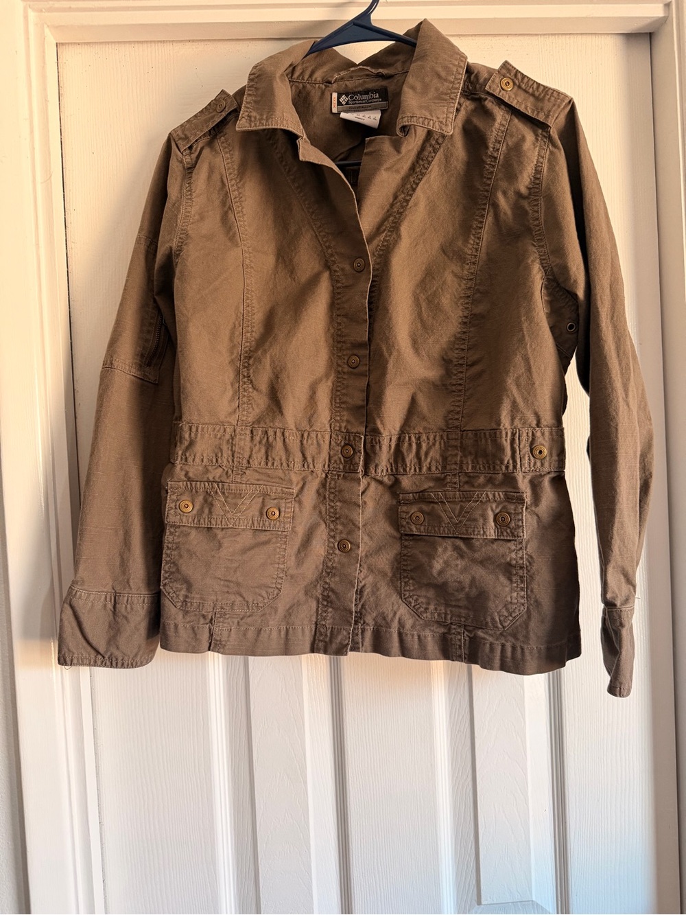 Columbia XCO Womens Utility Jacket Brown Size L Cargo Safari Military Gorpcore